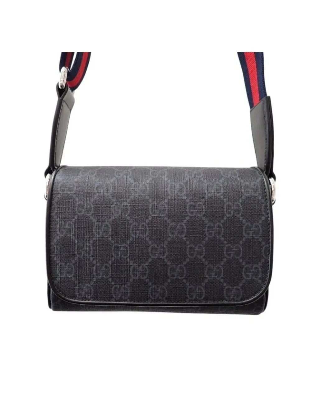 Gucci GG Super Mini Shoulder Bag Polyurethane Black Red